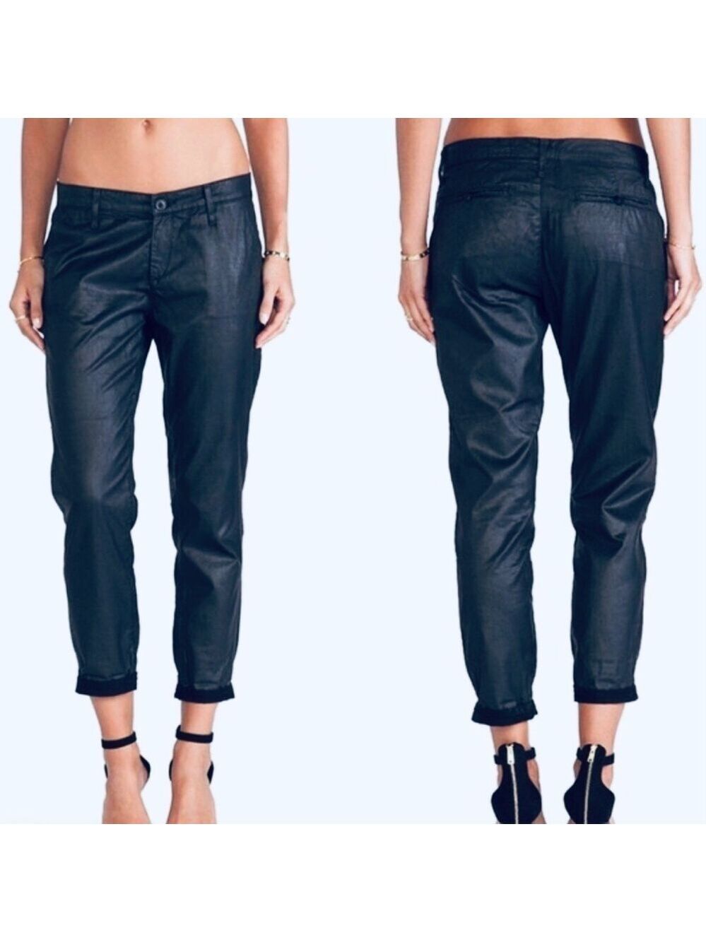 AG Tristan Navy Waxed Trousers size 30 slim/straight leg Adriano Goldschmied